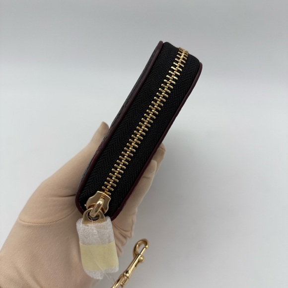 Coach Long Zip Around Wallet With Floral Print Black Red Gold - Picture 3 of 15